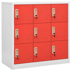 Locker Cabinet Light grey and red Steel Medium Locker C...