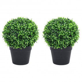 Artificial Plant Set of 2 Lush Green Polyethylene, Poly...