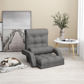 Floor Lounger Light Gray Fabric (100% polyester), Metal...