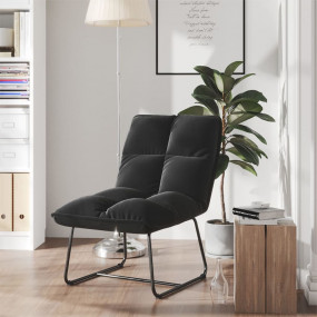 Leisure Chair Black Velvet, Metal Medium Adjustable Bac...