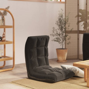 Floor Lounger Black Polyester Compact Foldable Floor Ch...