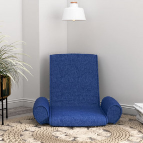 Floor Chair Blue Polyester, Metal Compact Foldable Floo...