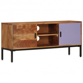 TV Cabinet Honey brown and grey Solid acacia wood, powd...
