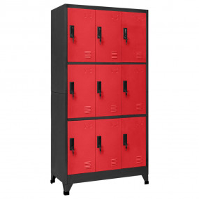 Locker Cabinet Anthracite and Red Steel Large Locker Ca...