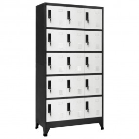 Locker Cabinet Anthracite and White Steel Large