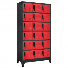 Locker Cabinet Anthracite and Red Steel Large Locker Ca...