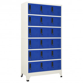 Locker Cabinet Grey and Blue Steel Large Locks Locker C...
