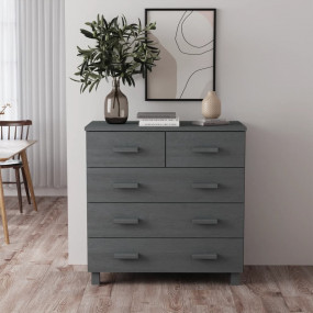Sideboard Dark Grey Solid Pine Wood Medium Sideboard