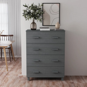 Sideboard Dark Grey Solid Pine Wood, MDF Large
