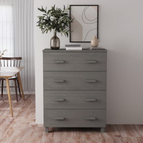 Sideboard Light Gray Solid Pine Wood, MDF Medium Sidebo...