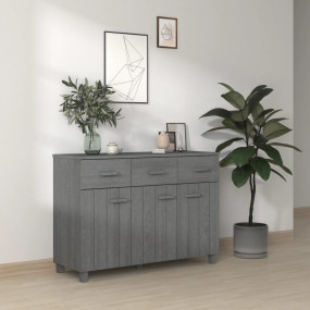 Sideboard Dark Grey Solid Pine Wood, MDF Medium Buffet ...