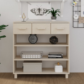 Console Table Honey Brown Solid Pine Wood, MDF Medium