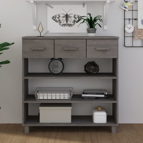 Console Table Light Grey Solid Pine Wood, MDF Console T...