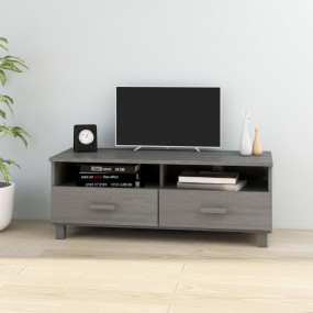 TV Cabinet Light Grey Solid Pine Wood Rectangular Conte...
