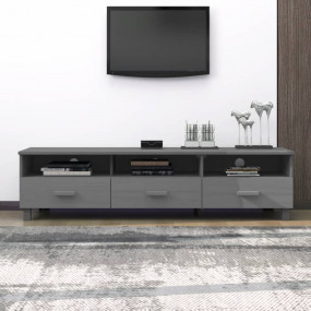 TV Cabinet Dark Grey Solid Pinewood, MDF Standard TV Ca...