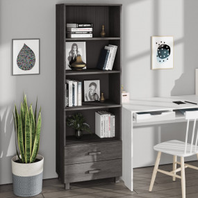 Highboard Light Grey Solid Pine Wood Medium Highboard