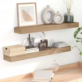 Wall Shelf Brown Solid teak wood Each shelf: 35.4 x 5.9...