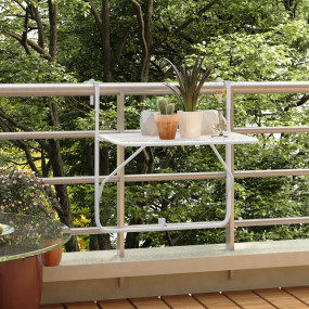 Balcony Table White Steel with e-coating finish Compact...