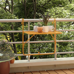 Balcony Table Yellow Steel 23.6 x 15.7 in Foldable