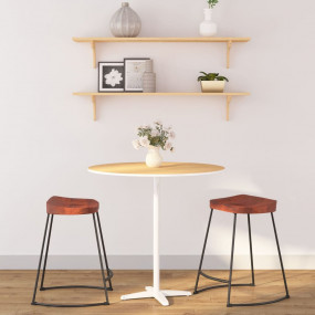 Bar Stool Set of 2 Brown and Black