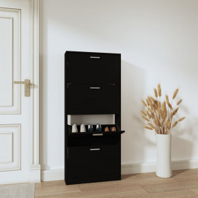 Shoe Cabinet Black Engineered Wood Medium Shoe Storage ...