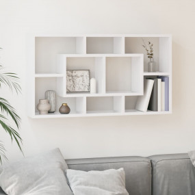Wall Shelf High Gloss White Engineered Wood Medium Wall...