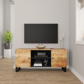 TV Cabinet Black Solid mango wood Medium TV Cabinet Rec...
