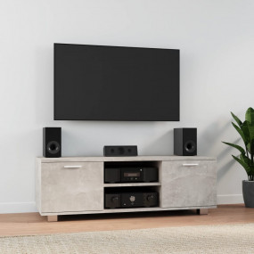 TV Cabinet Concrete Grey Engineered Wood, Aluminum Larg...