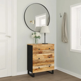 Sideboard Black, Natural Wooden Brown