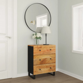 Sideboard Black Solid Acacia Wood Medium Sideboard Rect...