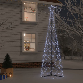 Christmas Cone Tree Cool White Powder-coated Steel, Cop...