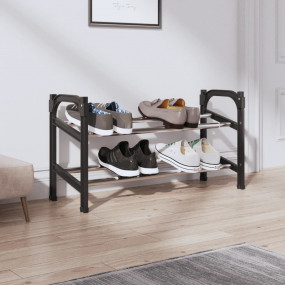 Shoe Rack Black and Silver Aluminum, Polystyrene, PE Me...