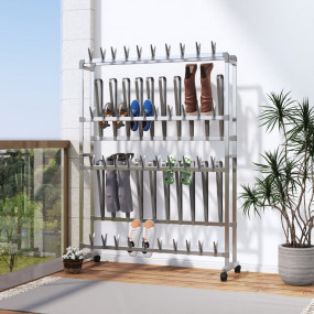 Shoe Rack Silver Aluminum, PS, PE Medium Rollable Shoe ...