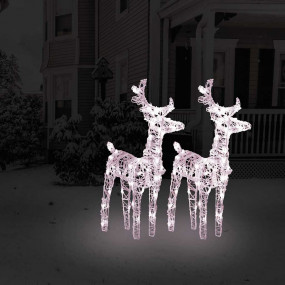 Christmas Reindeer Set of 2 Warm white Acrylic Medium