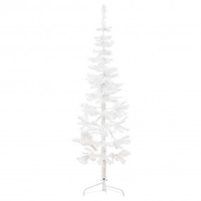 Artificial Half Christmas Tree White PVC, steel Slim