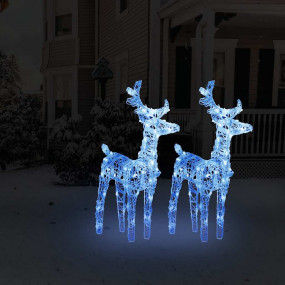 Christmas Reindeer Set of 2 Blue Acrylic Medium