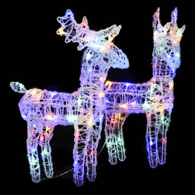 Christmas Reindeer Set of 2 Multicolor Acrylic Medium L...
