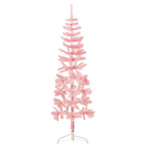 Slim Artificial Half Christmas Tree Pink PVC, Steel Sli...