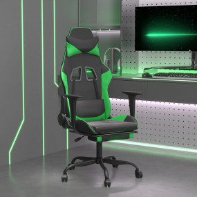 Gaming Chair Black and Green Faux leather, metal, plywo...