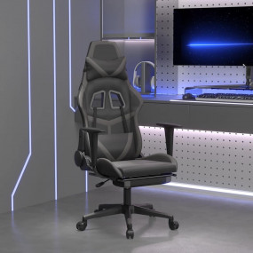 Gaming Chair Black and Grey Faux Leather, Metal, Plywoo...