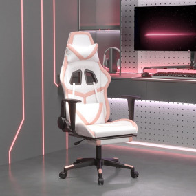 Gaming Chair White and Pink Faux leather Medium