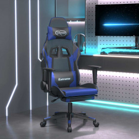 Gaming Chair Black and Blue Faux Leather, Metal, Plywoo...