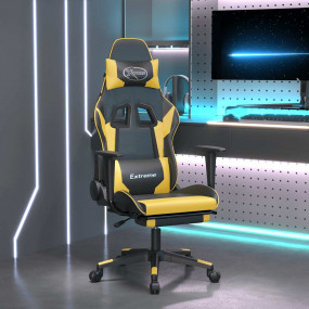 Gaming Chair Black and Gold Faux leather, metal, plywoo...