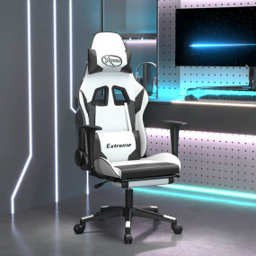 Gaming Chair White Faux leather, Metal, Plywood Medium