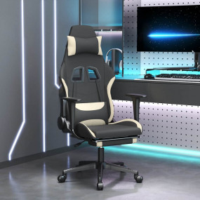 Gaming Chair Black and Cream Fabric (100% polyester), M...
