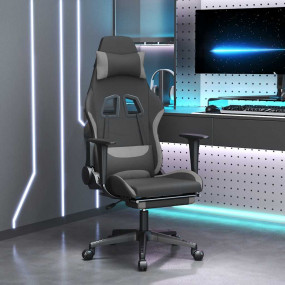 Gaming Chair Black and Light Grey Polyester, Metal, Ply...