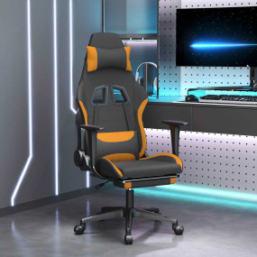 Gaming Chair Black, Orange Polyester, Metal, Plywood, P...