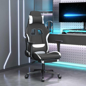 Gaming Chair Black and White Polyester Standard Swivel