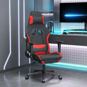 Gaming Chair Black and Red Polyester, Metal, Plywood, P...