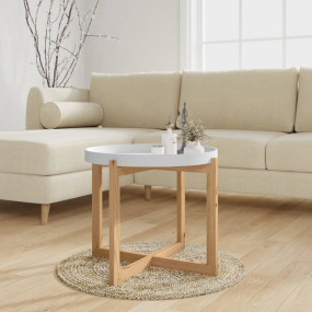 Coffee Table White Engineered wood, solid pine Small Du...